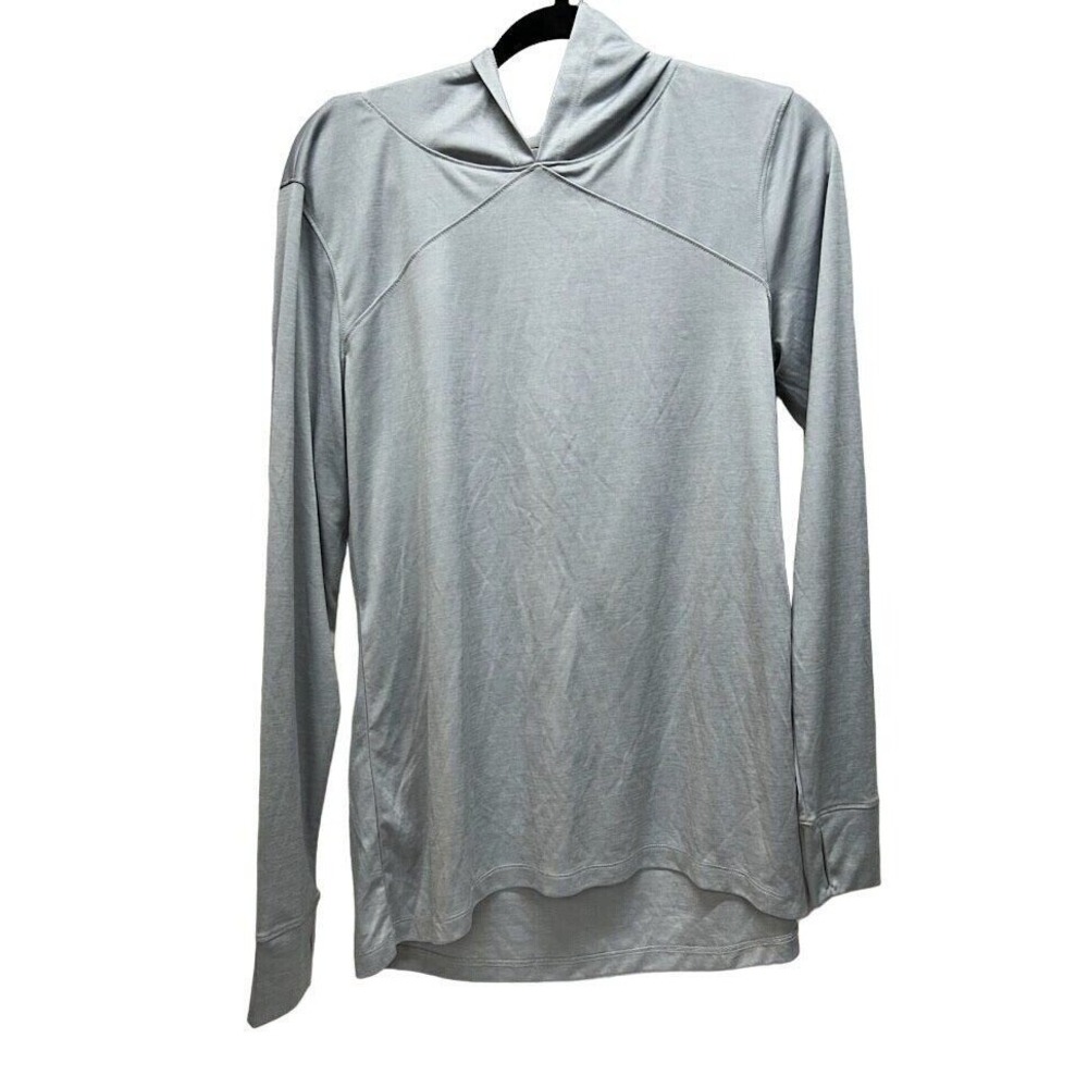 Layers Womens Large Gray Athletic Long-Sleeve Thumbhole Runner Hoodie